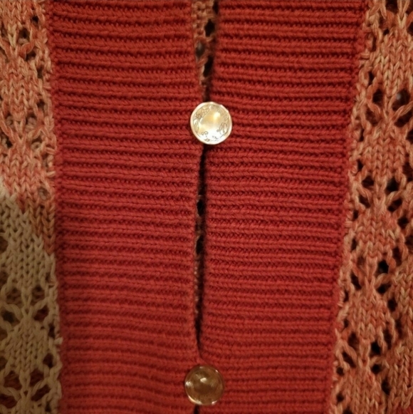 J. Jill Linen Blend Cardigan Cotton Patchwork Open-Knit Sweater XS - Picture 7 of 8